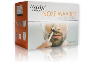 LIDDY DANCE Nose Hair Removal - Wax Kit for Men and Women with 50g, 20 Applicators, 10 Pods, 1 Measuring Cup, 8 Moustache Stencils