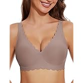 Gailife Cute Floral Bras for Women No Underwire Seamless Ultra Comfort Bralettes for Women with Support Everyday Plunge Bra - Grey, S