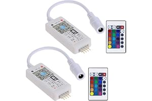 AUBRIC Smart LED WiFi Controller, Updated Wireless 24 Keys RF Remote Control for GRB BGR RGB LED Strip Lights, Compatible with Alexa Google Assistant IFTTT with Free Magic Home App (2 Pack)