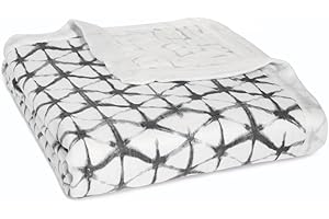 aden + anais Silky Soft Dream Blanket | 100% Viscose Bamboo Muslin Baby Blankets for Girls & Boys | Ideal Newborn Nursery & Crib Blanket. Unisex Toddler & Infant Boutique Bedding, Pebble Shibori, Grey