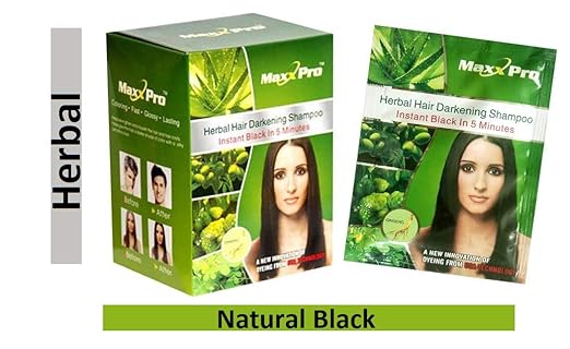 Max Pro Hair Dye Hair Darkening Shampoo Instant Black Pack of 10 Sachets