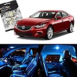 Partsam 2014-2016 Mazda 6 Ice Blue Interior LED Package Kit + License Plate Light (11 Pieces)