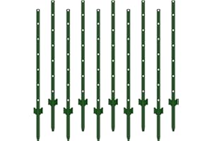 BAVNNRO Fence Posts 6 Feet, Pack of 10, 3-4-5-6-7Ft Heavy Duty Garden Metal Steel Fence Post with U-Channel, No Dig Steel U Post Fencing for Lawn, Garden