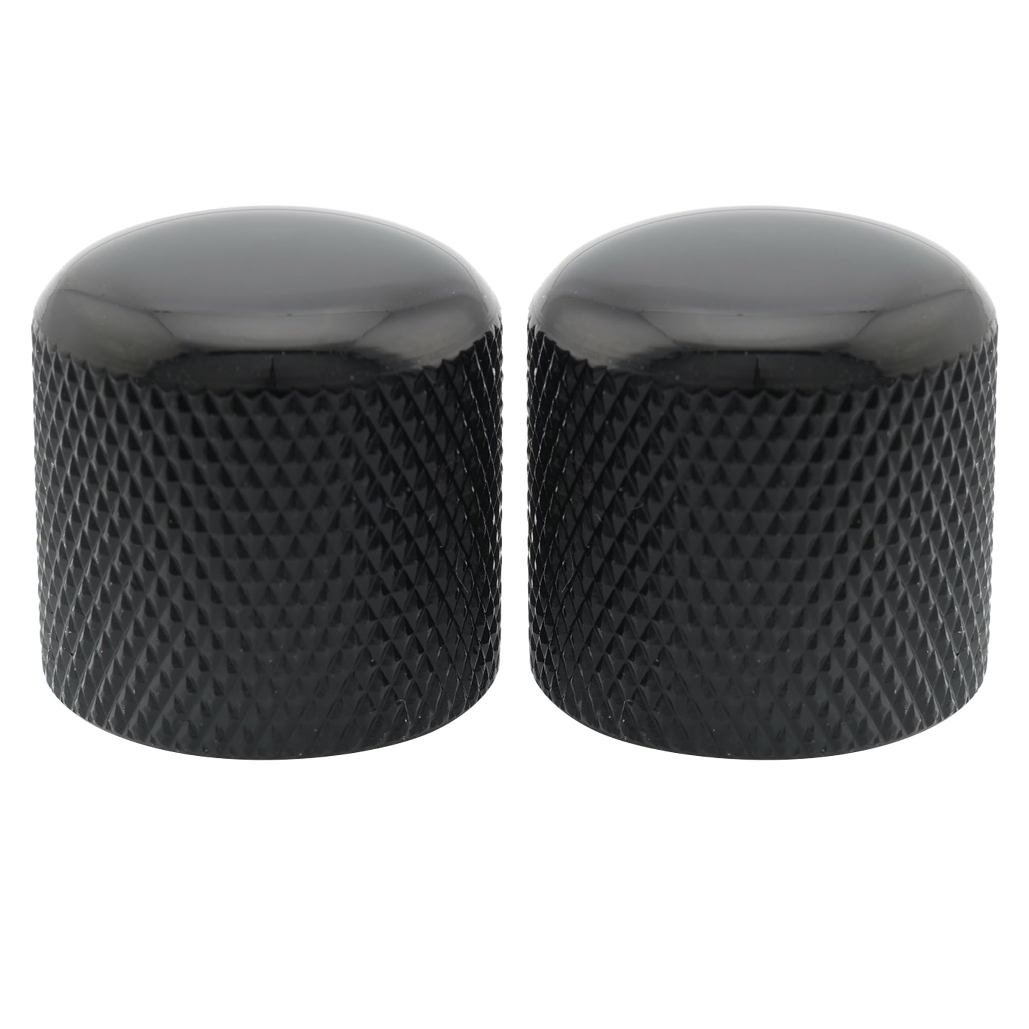 Musiclily Pro Metric Steel Push-on Dome Knobs for Import Electric Guitar or Bass, Black (Set of 2)