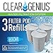Clear Genius Reusable Cartridge With Filterpod Refill SU-31, Includes Reusable Filter Cartridge and 3 Filter Pod Refills, Lasts for 2 months, Blue, Fits Brita & Pur