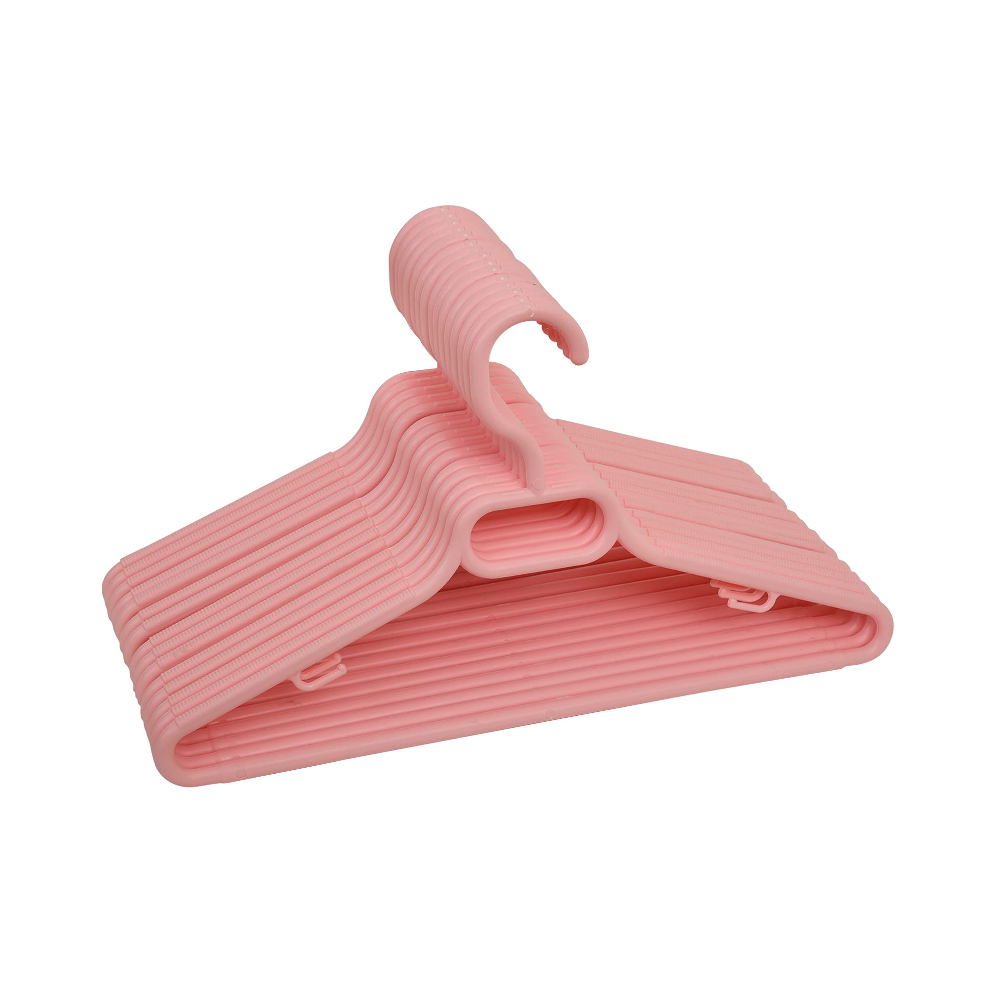 FenixDepot Children Plastic Hangers Set of 15, Suitable for Kids Clothes Non-Slip, Space Saving - Set of 15 (Pink)