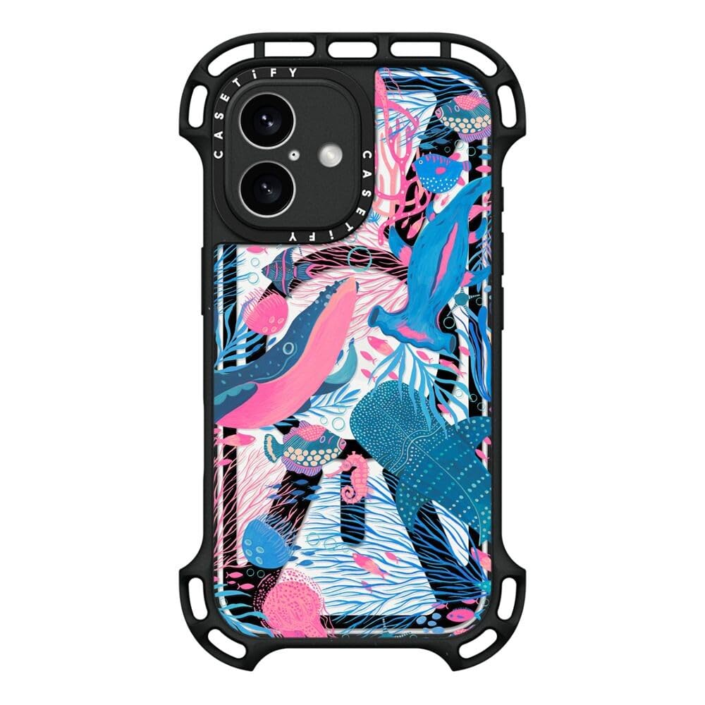 CASETiFY Ultra Bounce iPhone 16 Case [Shockproof / 32.8 ft. 10X Military Grade Drop Protection/Compatible with Magsafe] - Under The Sea - Black — image 1