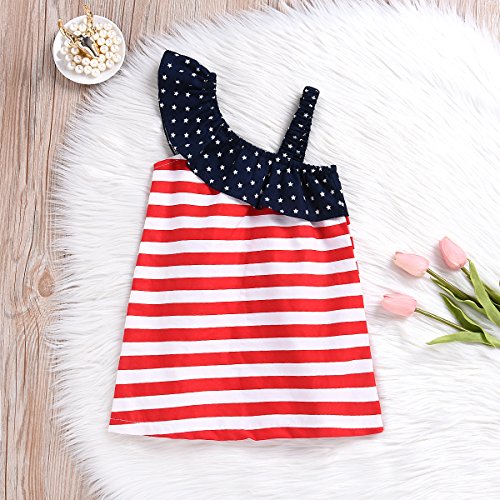 Monbebe Toddler Baby Girls 4th of July Dress American Flag Sleeveless Skirts Outfit Clothes