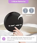 WOBSION Compact Mirror with Light 1X/10X Magnification LED Pocket Mirror Black view 6