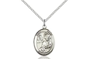 Bonyak Jewelry St. Mark The Evangelist Hand-Crafted Oval Medal Pendant in Sterling Silver