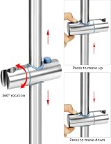 QWORK 26 Inch Adjustable Shower Riser Rail 304 Stainless Steel Head Holder view 3