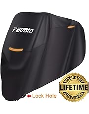 Favoto Telo Coprimoto Resistente a Acqua, Polvere, Pioggia, Vento, Escrementi di Uccelli, Copertura 210T Antifurto per 96,5" Moto Motocicletta Scooter Custom - 245 * 105 * 125cm (XXL)
