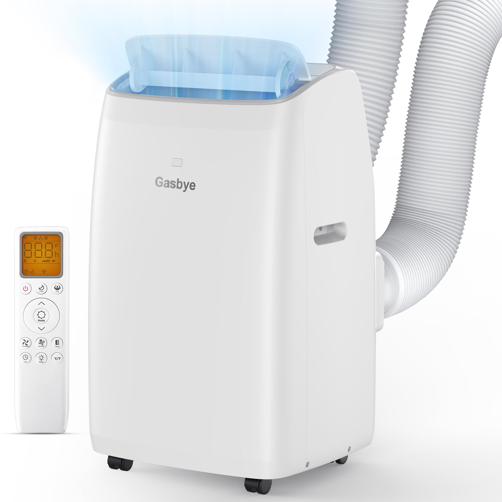 Photo 1 of Gasbye Dual Hose Portable Air Conditioner, [2026 Upgraded] Full DC Inverter Compressor, Energy-Saving 13.6 CEER, Low Noise (45dB), Cools Room up to 500 Sq.Ft., Backlit Remote Control, 14,000BTU, White