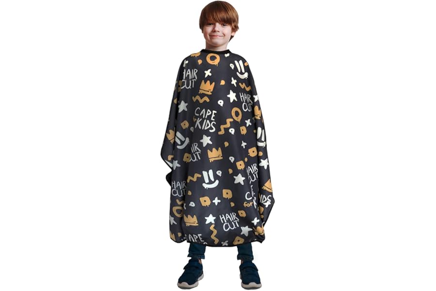 Pelocapa Barber Cape for Kids, Hair Cutting Cape, Professional Salon Hairdressing Cape for boys, Waterproof & Light Weight & Machine Washable – 39”× 51”（Crown Pattern）