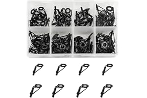 WMYCONGCONG 80 PCS Fishing Rod Tip Repair Kit 10 Sizes 1.8-2.6mm Ceramic Ring Guide Fishing Rod Tips Replacement in a Plastic
