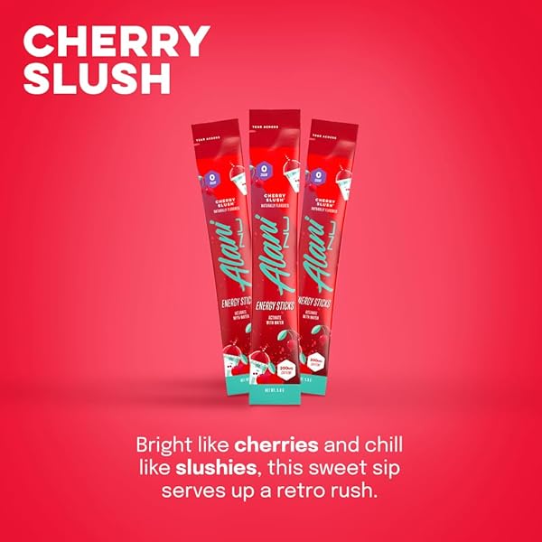 ALANI NU CHERRY SLUSH ENERGY STICKS | ENERGY DRINK POWDER | 200MG CAFFEINE | PRE WORKOUT PERFORMANCE WITH ANTIOXIDANTS | ON-THE-GO DRINK MIX | BIOTIN, B VITAMINS | ZERO SUGAR | 5 CALORIES | 10 PACK