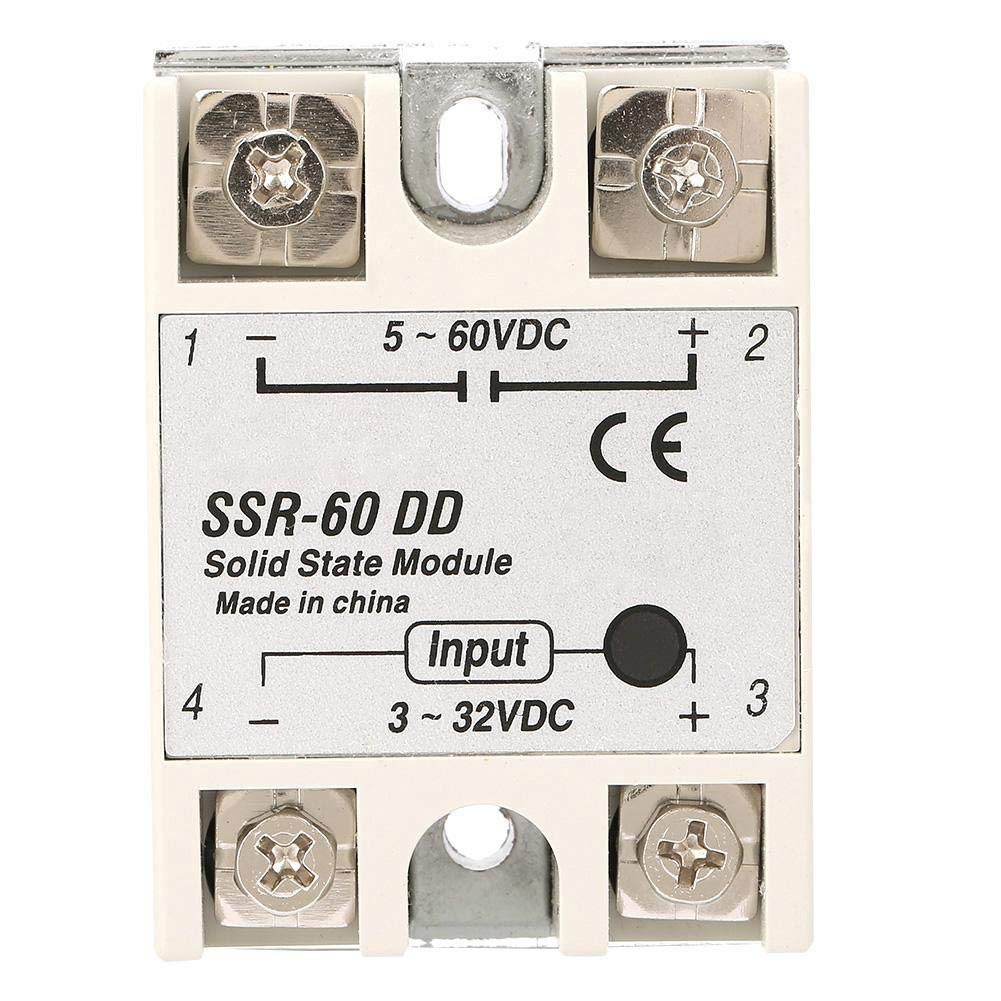 Hilitand Solid State Relay, SSR-60DD, 60A 3-32VDC to 5-110VDC, Automatic, Relay, Mount, Screw Connector, Normally Open