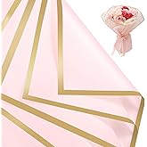 woric 25 Sheets Pink Flower Wrapping Paper, Bouquet Wrapping Paper Waterproof Floral Paper for Easter Mother's Day Gift Box Packaging Florist Supplies Wedding Birthday DIY Crafts