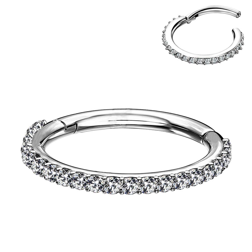 OUFER Helix Piercings 16G 316L Stainless Steel Hinged Segment Clicker Clear CZ Paved Cartilage Earrings Hoop Helix Tragus Daith Piercing Jewellery