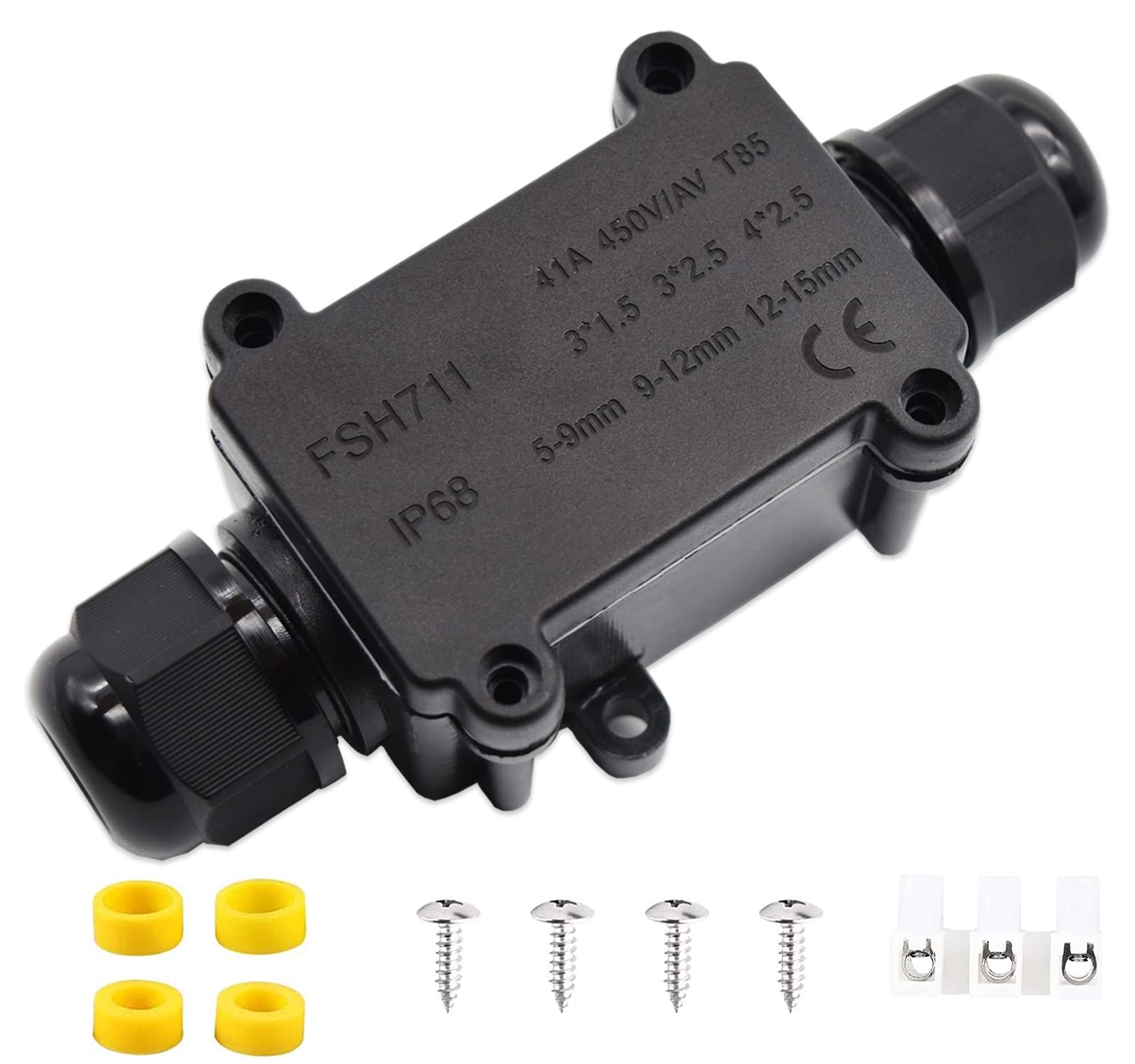 MABUSIYI IP68 Waterproof Junction Box, Outdoor Electrical Junction Boxes, Outdoor Cable Connectors Wire Connector Electrical Junction Box for 5-15 MM Diameter Cable (2-Way)