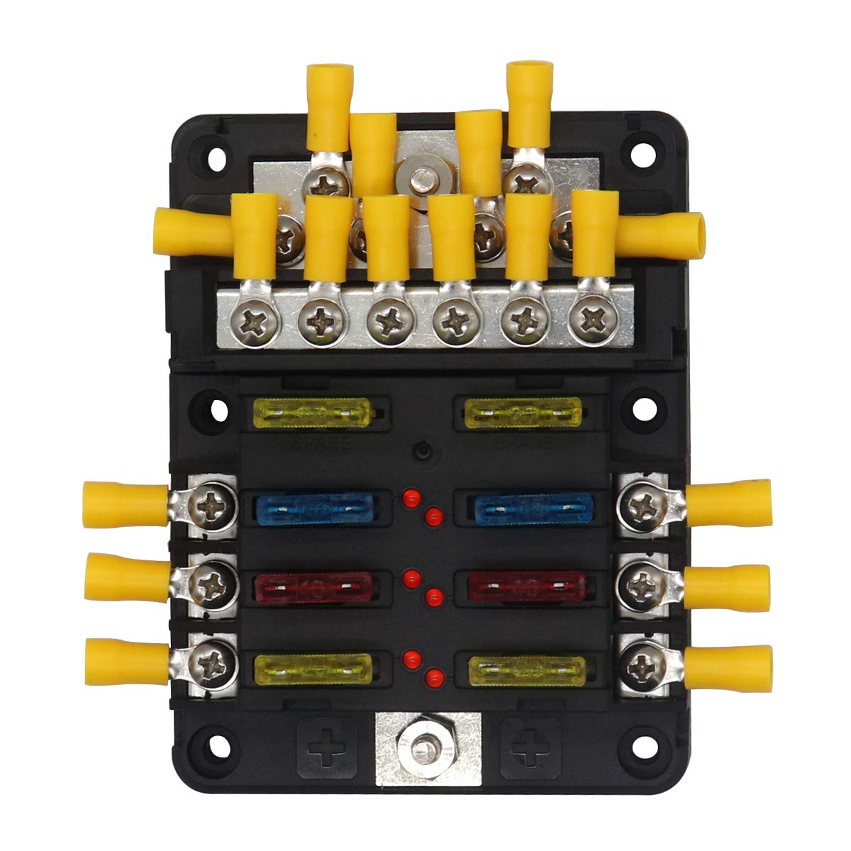 6 Circuit Fuse Box with Negative Bus 12V-32V DC Fuse Block for Marine ...