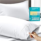 THREAD SPREAD 100% Egyptian Cotton Pillow Cases King - 800 Thread Count White King Pillow Cases Set of 2, Soft Cooling & Breathable Extra Long Staple Sateen Weave Cotton Pillowcases for King Pillows