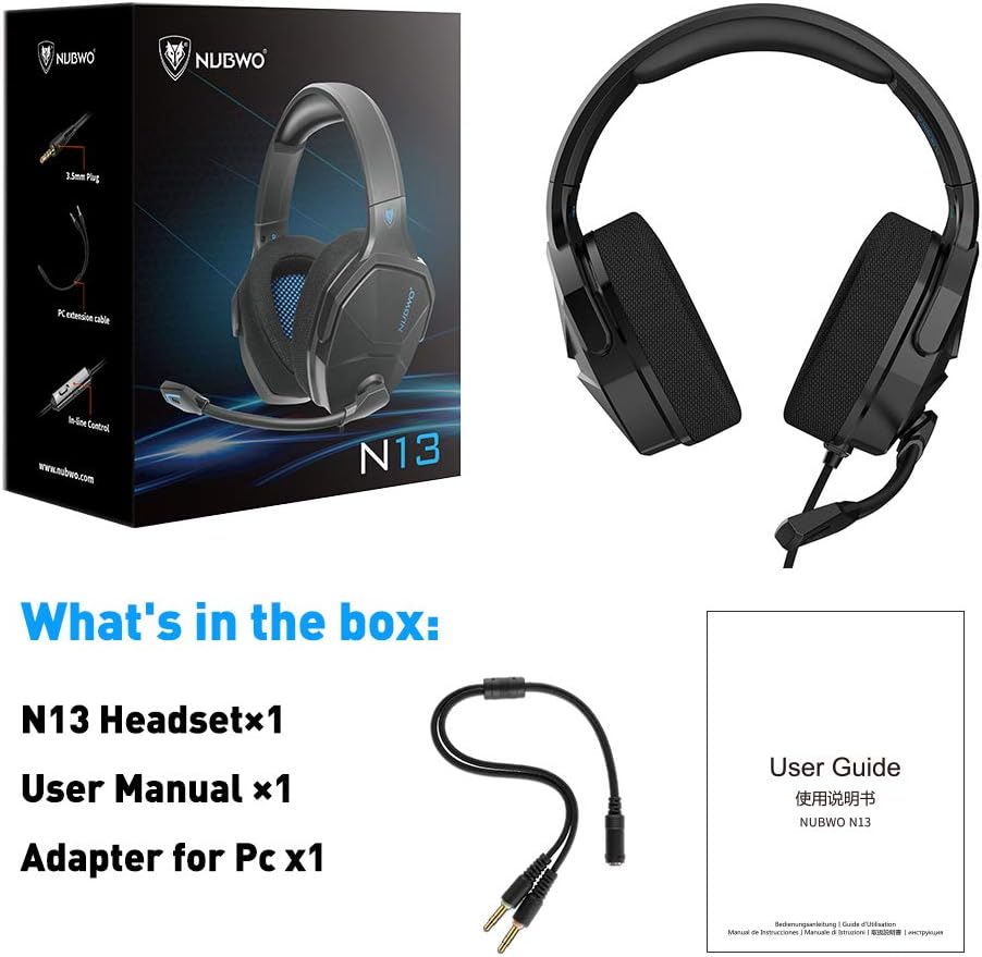 Jeecoo N13 Stereo Gaming Headset PS4 3.5mm Over Ear Gaming Headphones with Microphone - Lightweight Frame Compatible with PC, Laptop, Xbox One Controller: Computers & Accessories