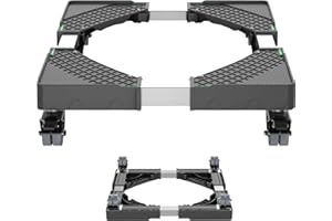 HQO LOVL Mini Fridge Stand with 4 Locking Wheels 15.7"-23.6" Adjustable Dolly Washing Machine Stand Universal Stand Base for Furniture Portable Refrigerator Dryer Stand (Black)