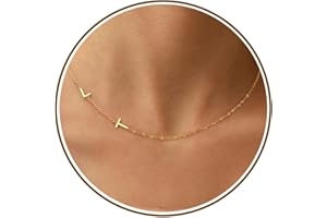 DONYUDE Initial Necklaces for Women，Name Necklace Gold Sideways Dainty Initial Necklaces for Women 2 Initials Adjustable Gold Choker Necklace for GLfriend Friend Gifts for Adults Jewelry