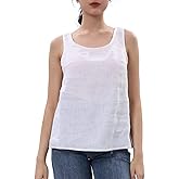 Amazhiyu Women's 100% Linen Tank Tops Summer Casual Sleeveless Scoop Neck Blouse