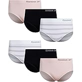 Reebok Womens Briefs - 6 Pack Performance High Waisted Seamless Underwear for Women (Sizes: S-XL, Extended Plus Size: 1X-3X)