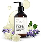 AiROM Jasmine & Lavender Massage Oil for Massage Therapy - Sensual Bloom - Scented Body Oil for Women – Hypoallergenic, Relaxing Aromatherapy, Non-Greasy, Spa Quality - Gift for Her - 6.4 fl oz