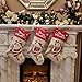 WEWILL Lovely Christmas Stockings Set of 3 Santa, Snowman, Reindeer, Xmas Character 3D Plush Linen Hanging Tag Knit Border Xmas for Kids Family