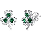 925 Sterling Silver Clover Stud Earrings Shamrock Irish Ear Studs St Patricks Day Jewelry Gifts for Women