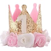 1st Birthday Hat Girl Decorations First For Baby Gifts Rose Gold Pink Crown Party One Year Old Princess