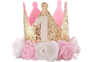 MILCRAFT 1st Birthday Hat Girl Decorations First For Baby Gifts Rose Gold Pink Crown Party One Year Old Princess