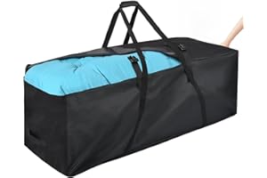 FAMIROSA Large Outdoor Cushion Storage Bag 60in (152 gallon), Upgraded Wide-opening 600D Oxford Water-resistant Patio Furniture Cushion Storage Bags with Protective Zipper and Padded Handle, Black