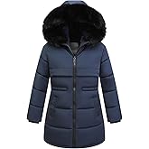 CICVSOC Girl's Winter Long Coat Parka Kids Warm Hooded Puffer Jacket Long-lasting