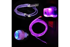 LyteCordz - Touch Sensitive ON/Off - Lighted Light Up LED Charging Charger Cable USB Cord with Matching Light Up Wall and Car Plug - (Compatible with iPhone, 3 FEET, Purple)
