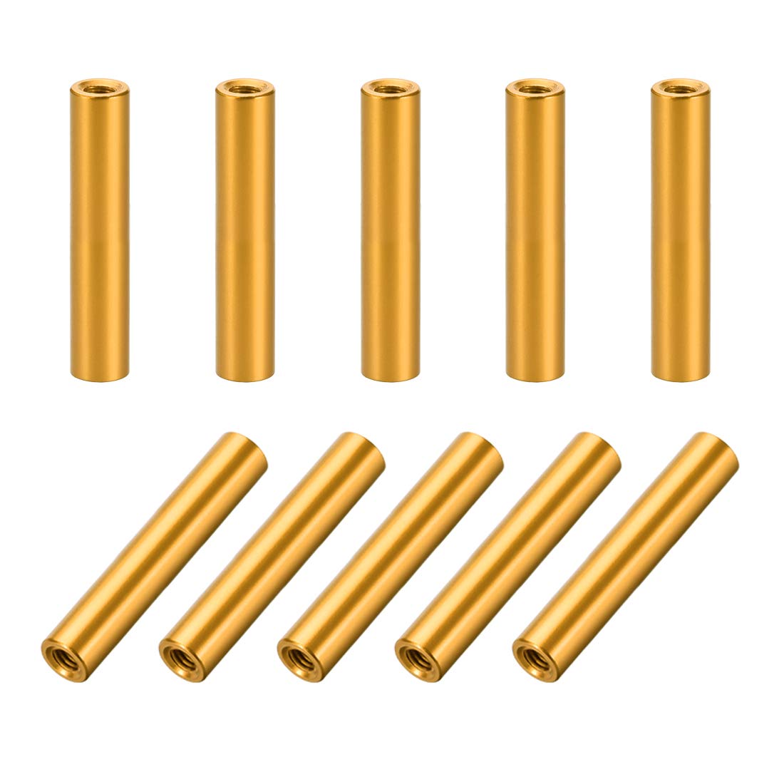 sourcing map 10 Pcs M3x25mm Round Aluminum Standoff Column Spacer Female Golden Tone for Drone FPV Quadcopter Racing RC Multirotors Parts DIY