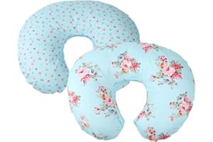 Knlpruhk Floral Nursing Pillow Cover Set 2 Pack Jersey Knit Soft Hypoallergenic Slipcovers for Breastfeeding Moms Baby Girl Boy Fits On Infant Nursing Pillow
