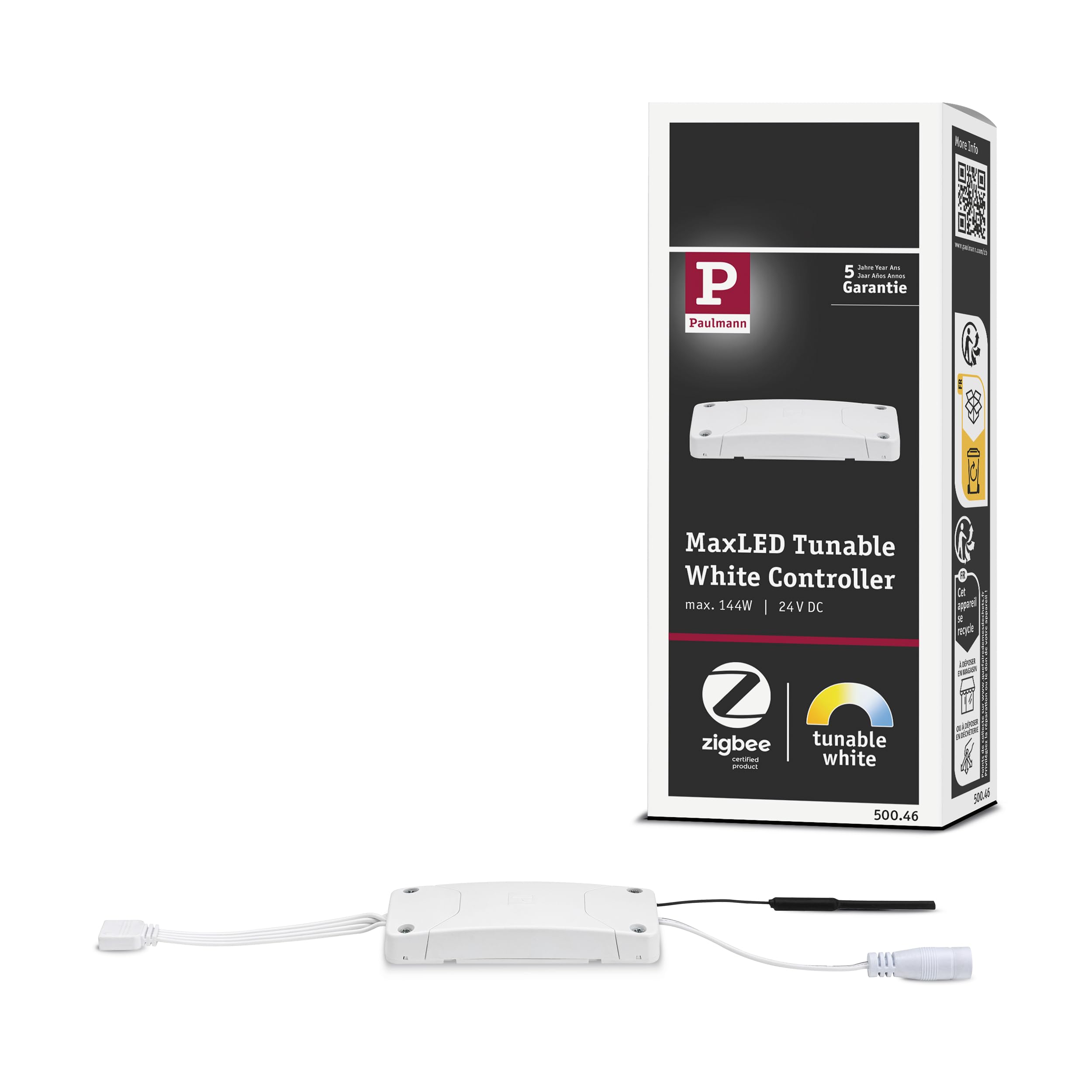 Paulmann 50046 SmartHome ZB MaxLED tunable wt Control max. 144W 24V DC White/Grey Plastic