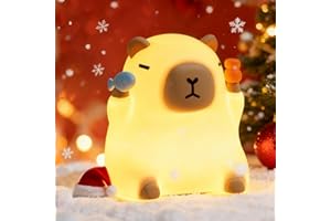 NesveCit Capybara Night Light for Kids, Capybara Squishy Lamp, 3 Level Dimmable Nursery Nightlight with Timer, Rechargeable Cute Animal Night Light for Baby, Bedroom/Dorm Decor, Gifts for Girls & Boys