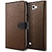 Lific Galaxy Note 2 Case, [Saffiano Diary][Brown/Black] - [Card Slot][Kickstand][Leather Wallet] for Samsung Note 2