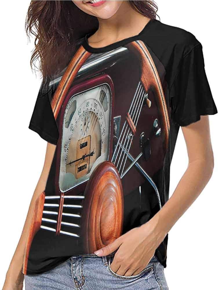 1950s Female Tops Advertising Vehicle Repair Graphic Short Sleeve Tee Shirt