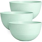 Greentainer 3 Pack Large Plastic Bowls, 135oz Plastic Salad Bowls - Reusable Serving Bowls for Party, Picnic, Entertaining, Kitchen &amp; Outdoor, Microwave &amp; Dishwasher Safe (Green)