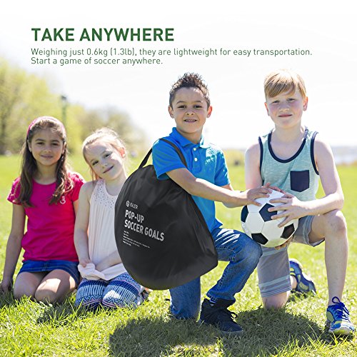 iSiLER Pop Up Soccer Goal, Size 4’ Portable Soccer Nets, Two Foldable Soccer Nets with Carry Bag, Kids Soccer Goal 1.3lb Ultra-light Weight