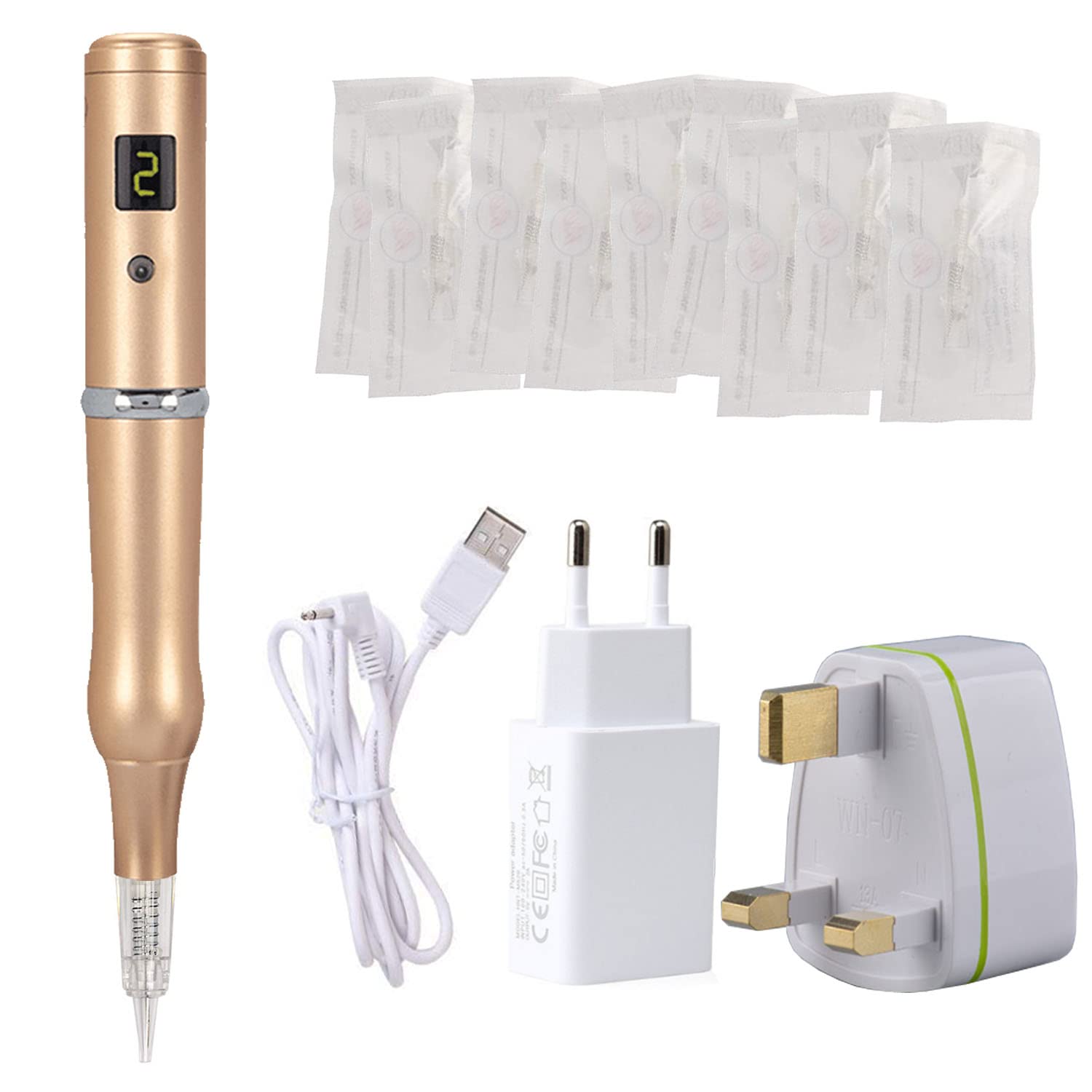 Professional Wireless Tattoo Permanent Makeup Pen Rotary Machine Microshading Machine For Eyebrows Eyeliners Lips (Gold) A657
