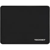 TECKNET Mouse Pad with Durable Anti-fray Stitching, Black Small Mousepad | Anti-slip Rubber Base, Ultra-smooth Surface, Waterproof Material, Gaming Mouse Mat for Laptop for Laser and Optical Mice