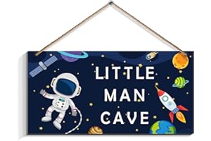 SIMIMI ART Space Astronaut Little Man Cave, Outer Space Nursery Decor for Boys Kids Playroom Classroom(6"x12")